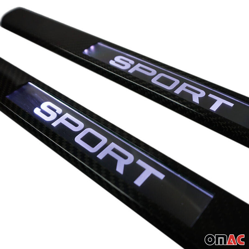 Mercedes Sprinter Door Sill Scuff Plate Illuminated Sport Carbon Fiber 2 Pcs