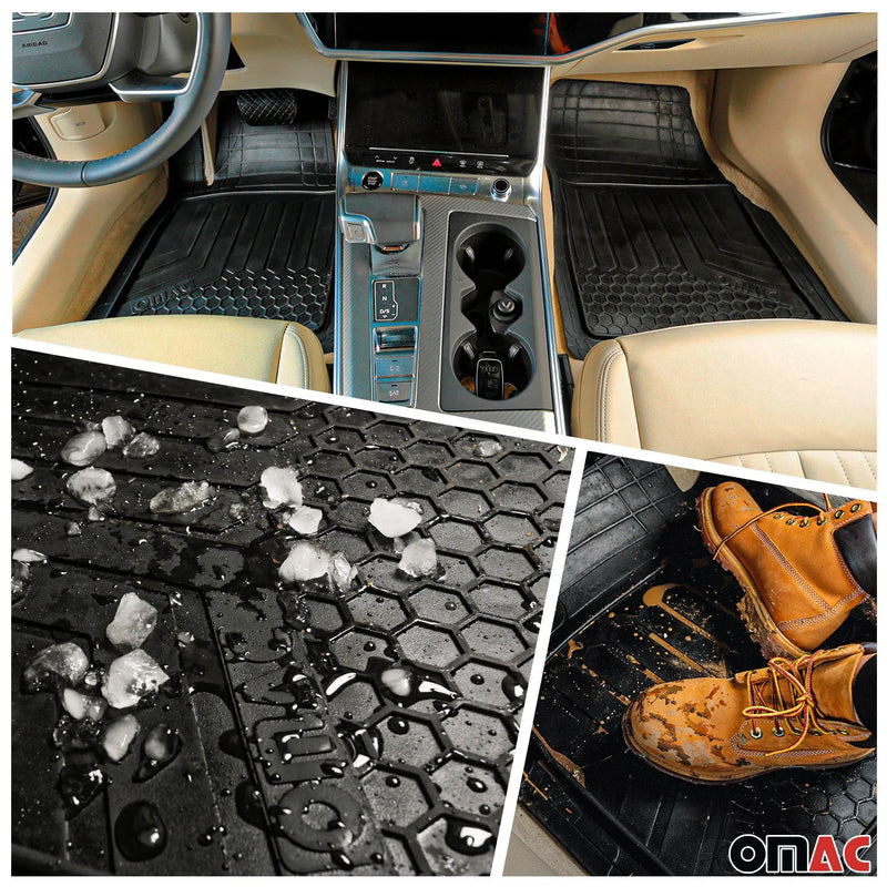 Floor Mats Liner 3-Row Car Waterproof Semi-Custom fit Rubber 3D Molded Protect