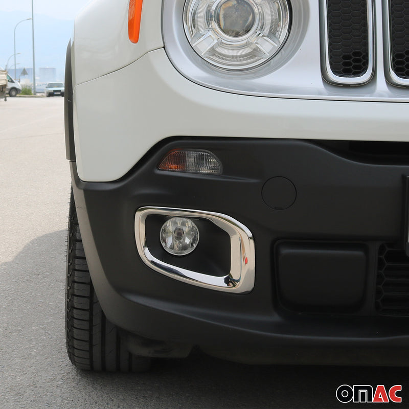 Fog Light Lamp Bezel Cover for Jeep Renegade 2015-2018 Steel Silver 2 Pcs