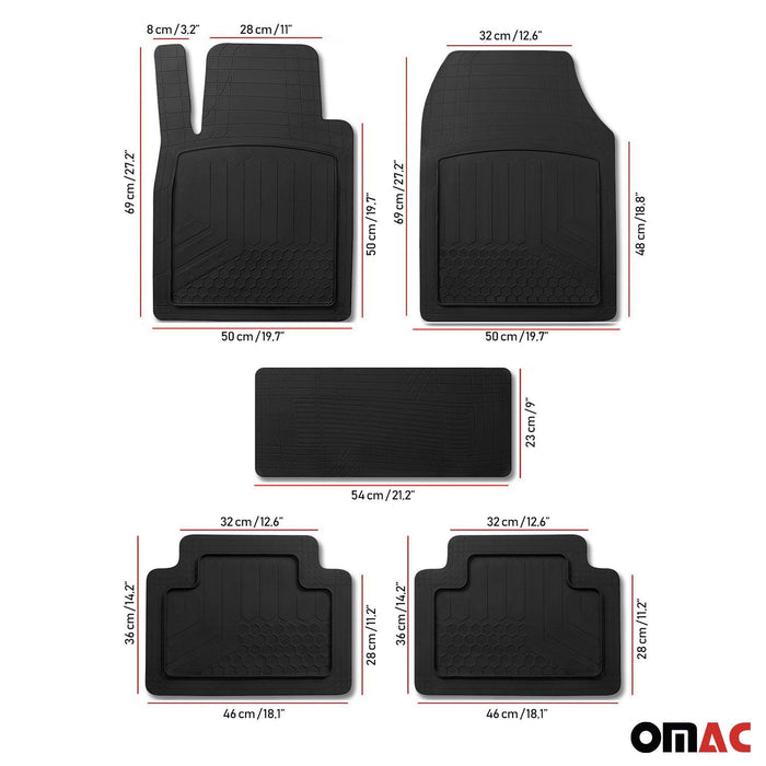 Trimmable Floor Mats Liner All Weather for Nissan Kicks 3D Black Waterproof 5Pcs