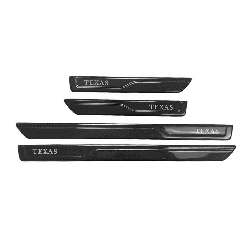 Audi Door Sill Scuff Plate Scratch Protector Carbon Fiber Black 4 Pcs