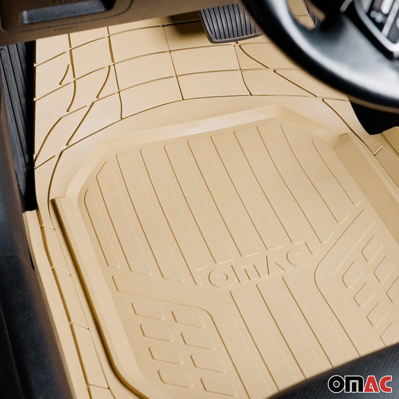 Fiat Heavy Duty Trim to fit Floor Mats Liner Tan All Weather 4Pcs