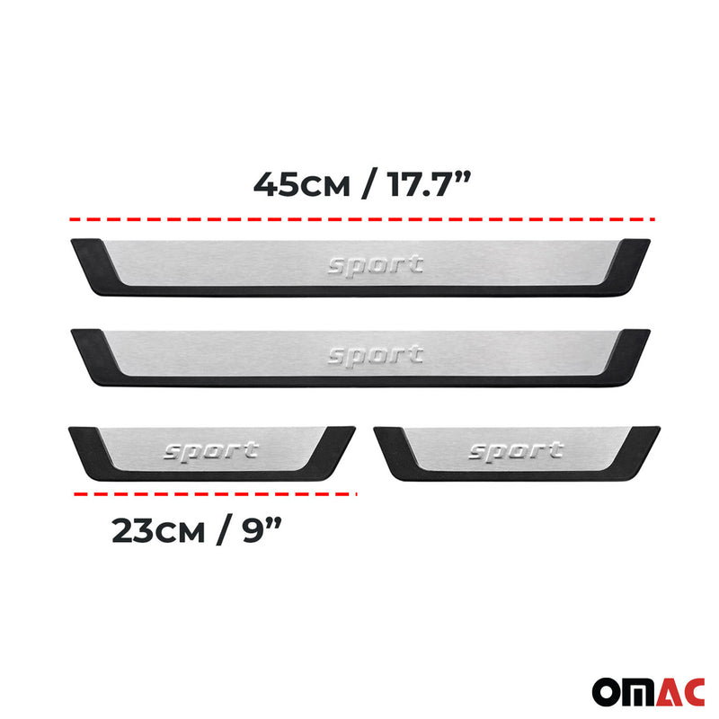 2013-2015 Subaru XV Crosstrek Door Sill Scuff Plate Scratch Protector Sport Brushed Steel 4Pcs