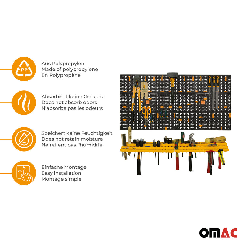 Workshop Wall Tool Holder Perforated Wall 2 Wall Panels 2 Shelves 50 Hook Set