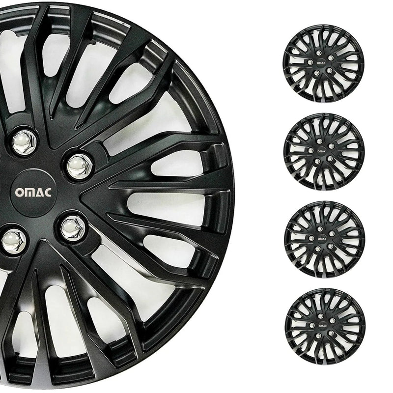 Rimini Hub Caps Wheel Cover 15" Matt Black & Grey Full Set 4 pcs.