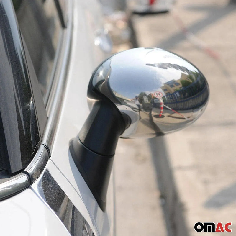 Side Mirror Cover Caps Fits Mini Cooper Clubman R55 2008-2014 Steel Silver 2 Pcs - OMAC USA