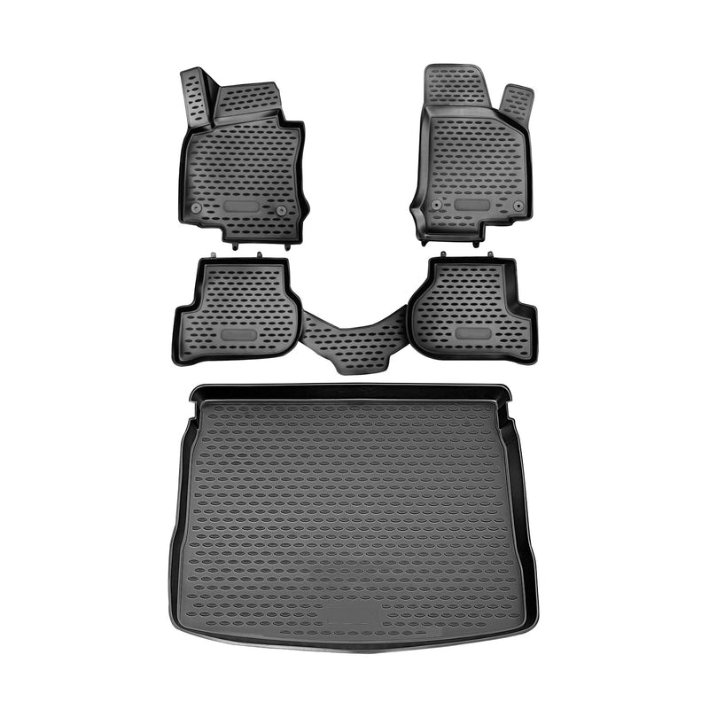 2010-2014 VW Golf VI HB Custom Floor Mats & Cargo Liners Black 5 Pcs