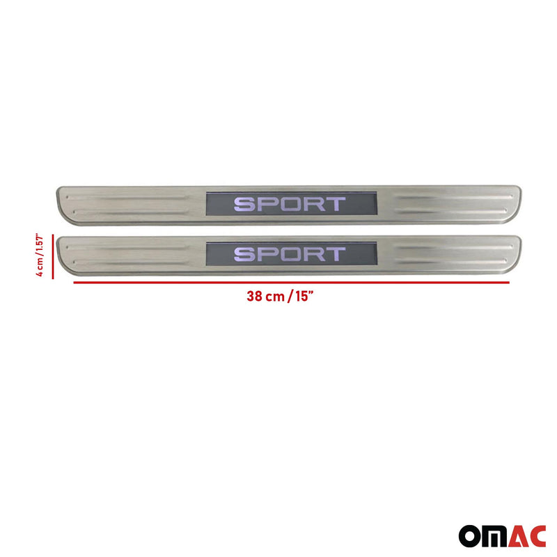 Alfa Romeo GT Mito Spider Door Sill Scuff Plate Illuminated Sport Steel Silver 2 Pcs