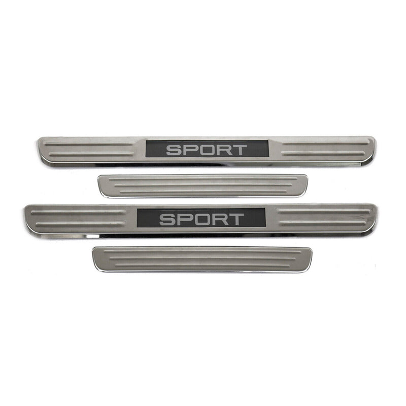 2018-2022 Ford EcoSport Door Sill Scuff Plate Illuminated Sport Steel Silver 4 Pcs