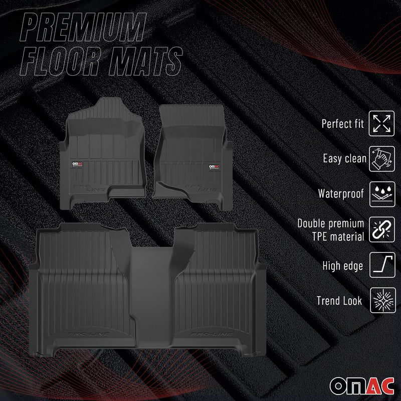 2014-2019 GMC Sierra Denali 1500/2500HD/3500HD 3gen. Crew Cab Proline Floor Mat Premium TPE Black 3 Pcs