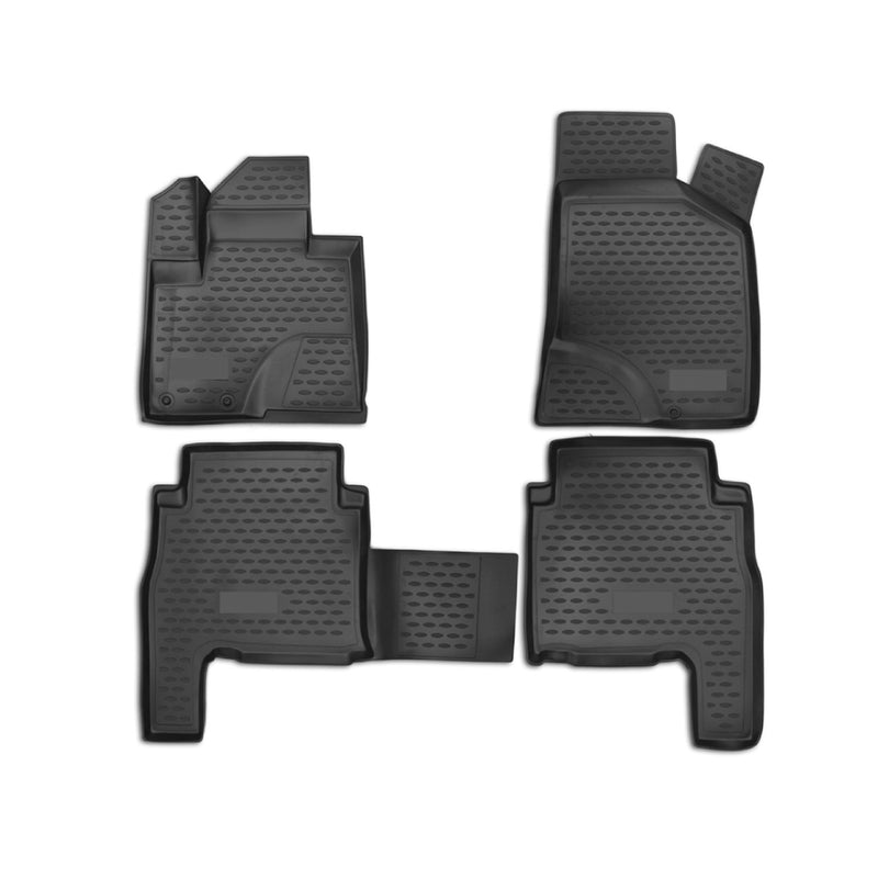 2007-2012 Hyundai Santa Fe Floor Mats Liners Full Set All Weather with 2 Retention Black