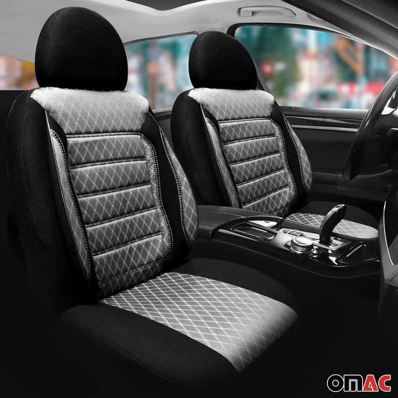 Fiat Front Car Seat Covers Protector Gray Black Cotton Breathable