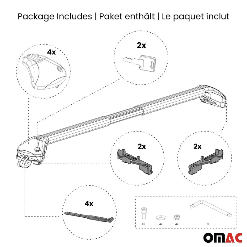 For Dodge Grand Caravan 2001-2007 Roof Rack Cross Bars Silver Carrier 2 Pcs