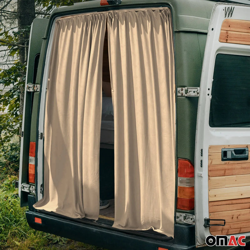 RAM ProMaster Trunk Tailgate Curtains Beige 2 Privacy Curtains