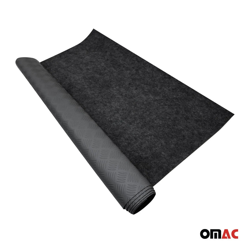 Rubber Truck Bed Liner Trunk Mat Floor Liner Alu. Look Chequered Black 118"x79"