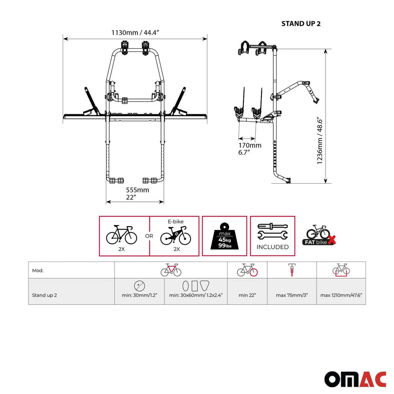 2018-2023 Kia Rio Hatchback Alu 2 Bike Rack Carrier Hitch Mount Black Gray