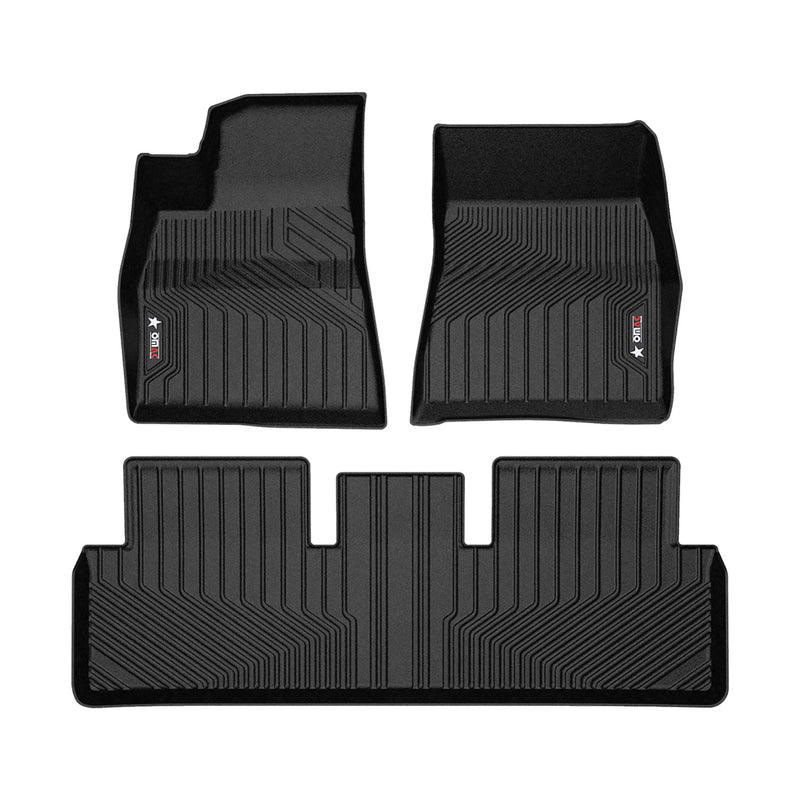 2017-2024 Tesla Model 3 Premium Floor Mats Liners First and Second Row Set Black