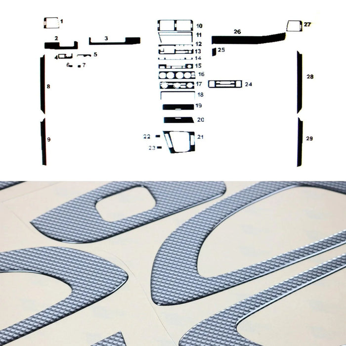 Carbon Look Dashboard Console Trim Kit for BMW 3 Series E46 1999-2005 29x