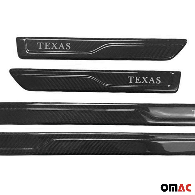 Jeep Door Sill Scuff Plate Scratch Protector Carbon Fiber Black 4 Pcs