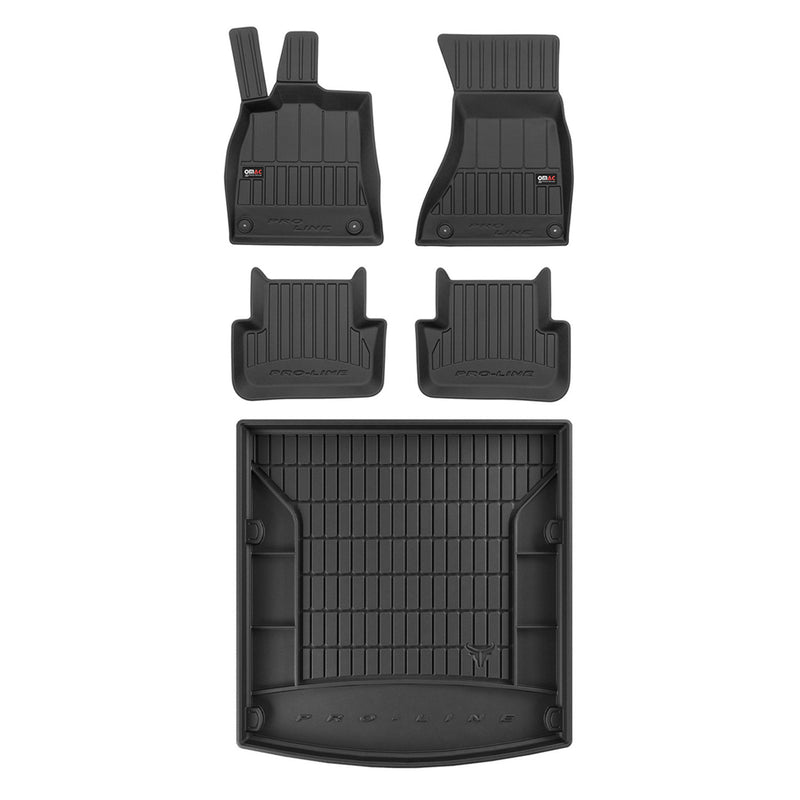 2009-2016 Audi A4 B8 Sedan Premium Floor Mats & Cargo Liner Full Set All Weather Heavy Duty Black