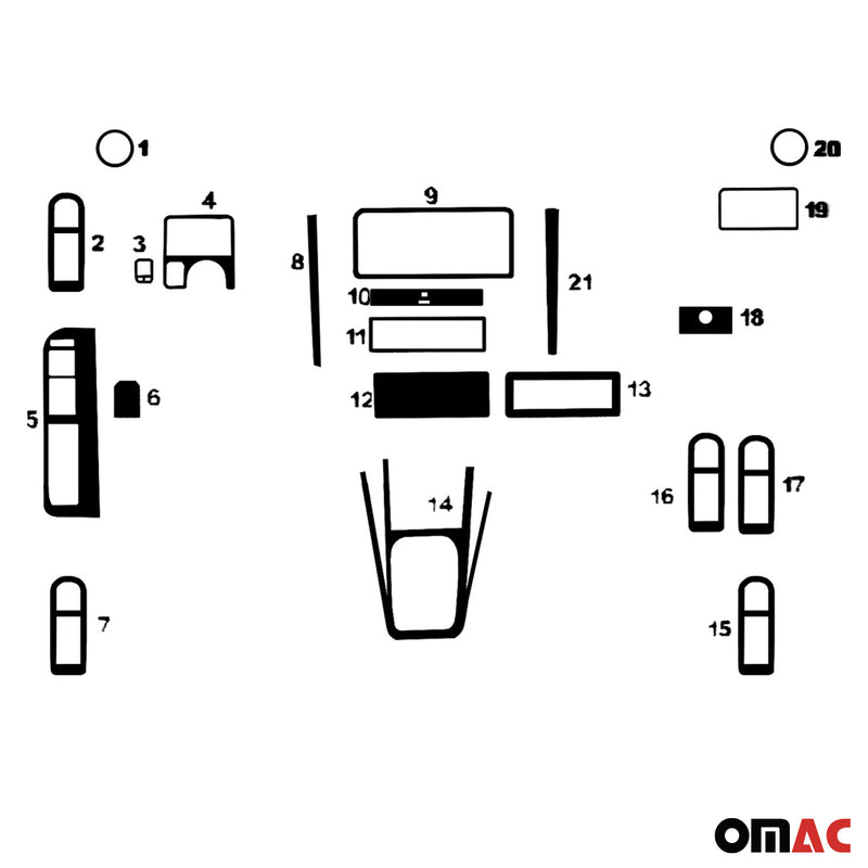 Piano Black Dashboard Console Trim Kit for VW Golf Mk4 1998-2003 21Pcs