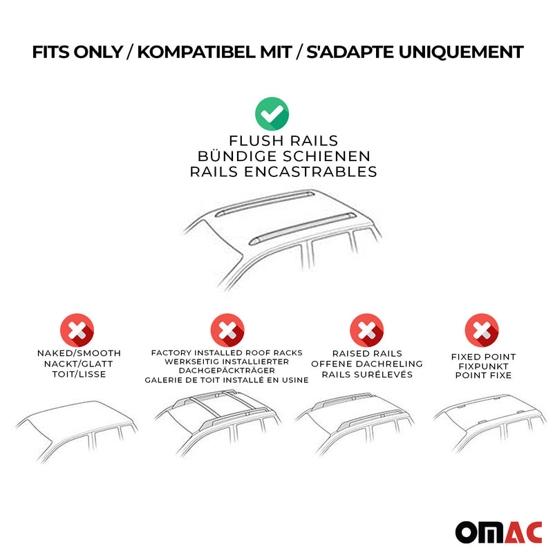 2013-2016 Mini Paceman Roof Racks Cross Bars Silver