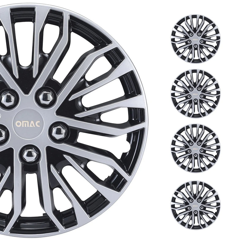 Rimini Hub Caps Wheel Cover 17" Grey & Black Full Set 4 pcs.