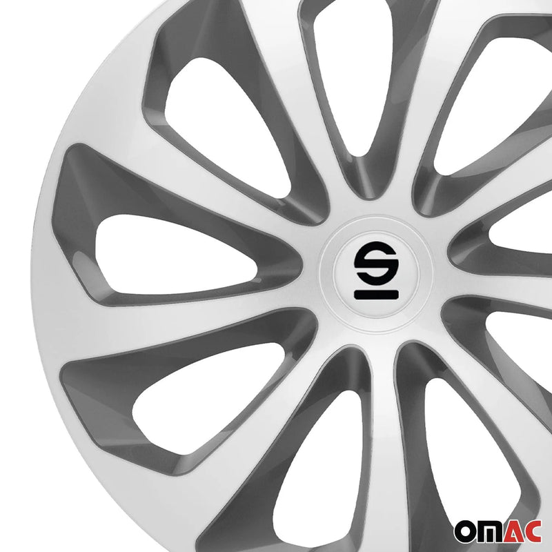 Sicilia Hub Caps Wheel Cover 14" Silver & Grey Full Set 4 pcs.