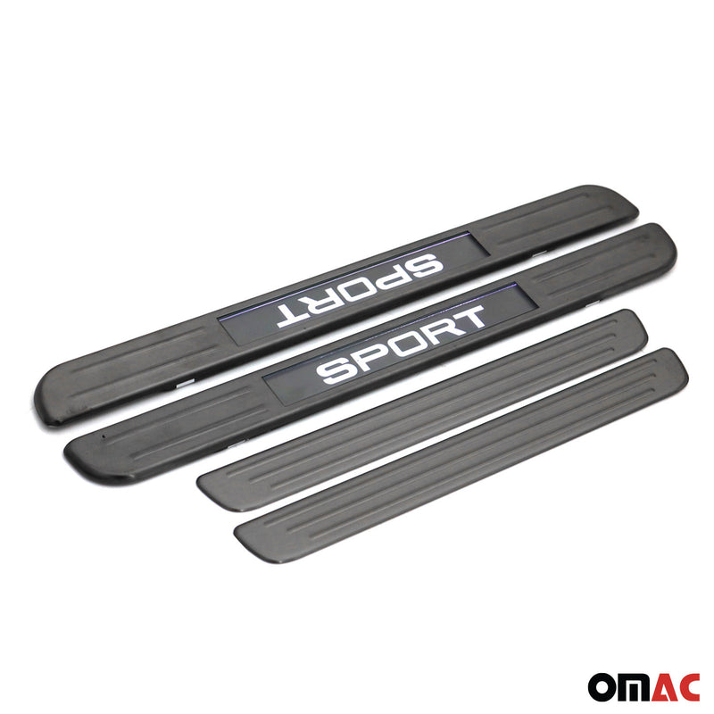 Jeep Door Sill Scuff Plate Illuminated Brushed Steel Brushed Dark 4Pcs