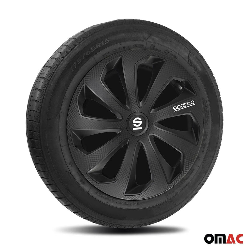 Sicilia Hub Caps Wheel Cover 15" Black Carbon Full Set 4 pcs.