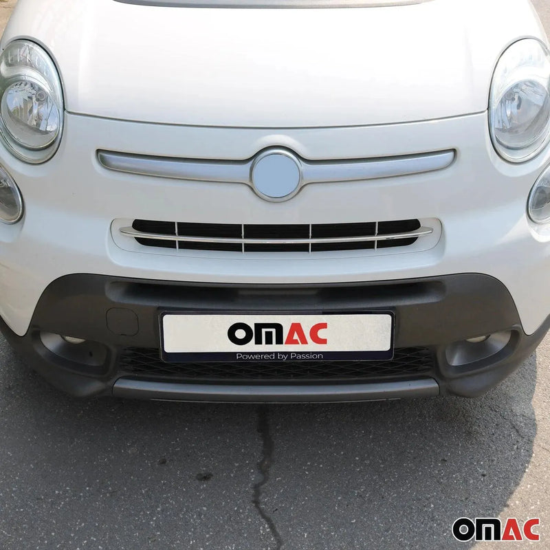 Front Bumper Grill Trim Molding for Fiat 500L Popstar 2014-2020 Steel Silver - OMAC USA