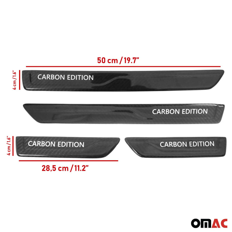 Fiat Door Sill Scuff Plate Scratch Protector Carbon Edition Black 4 Pcs