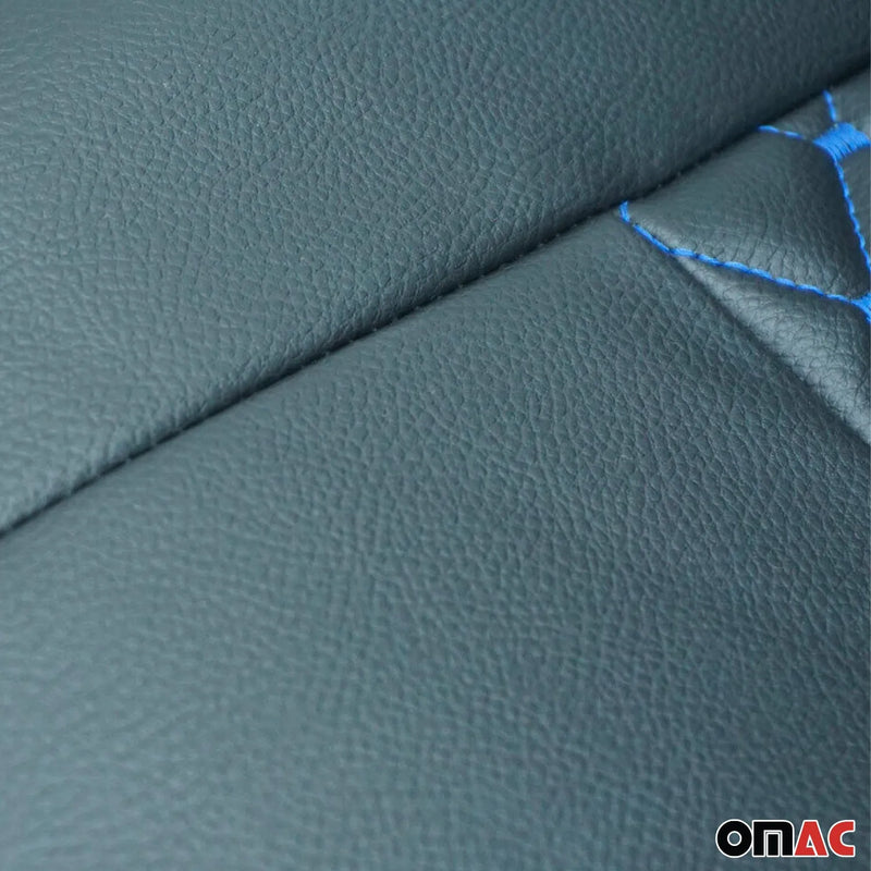 1993-2003 VW Eurovan Leather Car Seat Covers Protector Black Blue 2+1