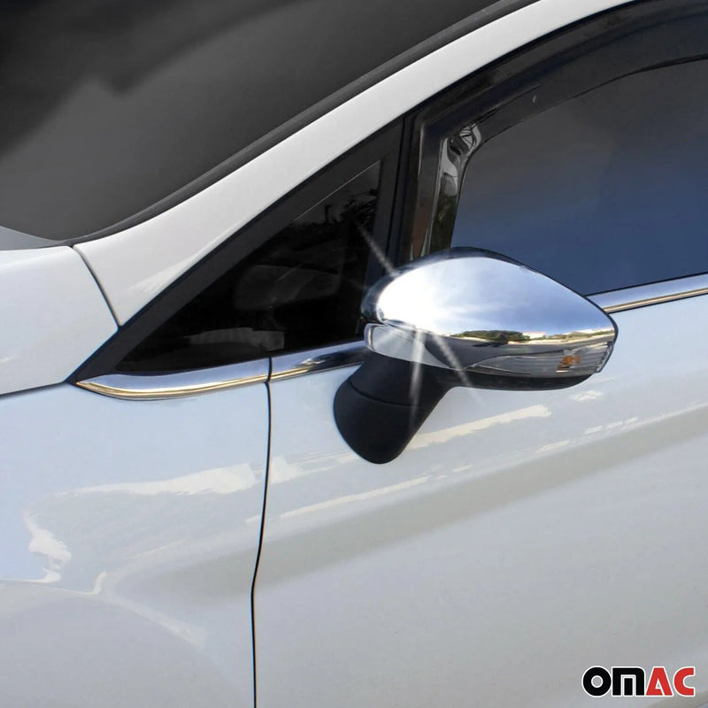 Side Mirror Cover Caps Fits Ford Fiesta / B-Max 2011-2019 Chrome Steel Silver 2x - OMAC USA