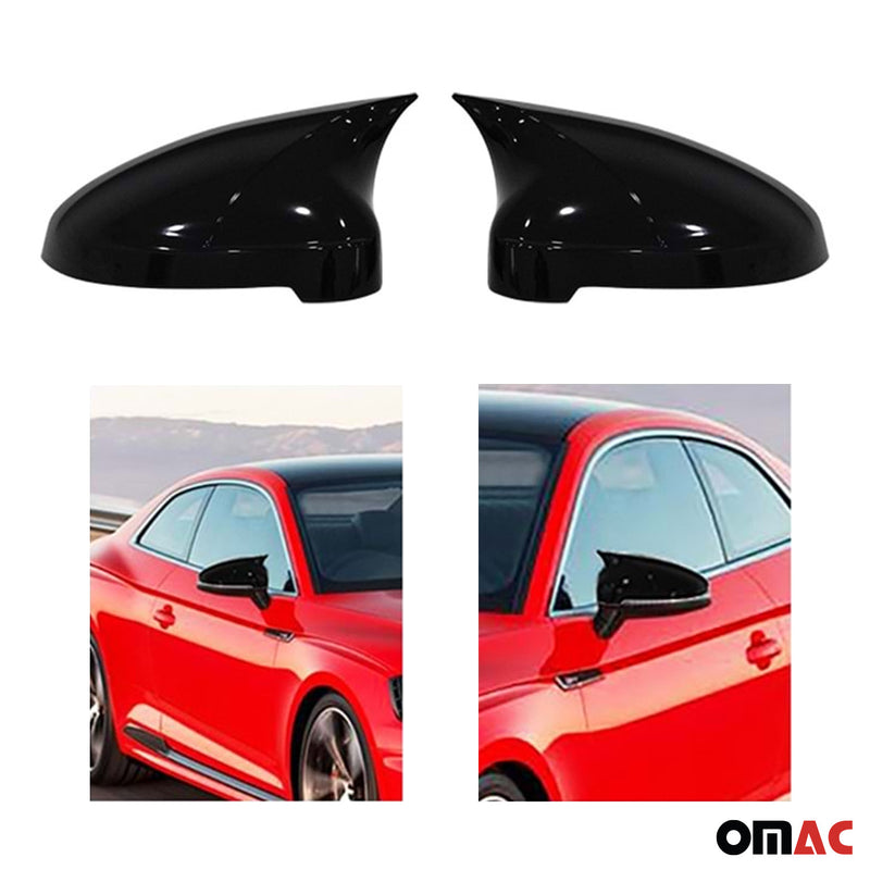 Side Mirror Cover Caps Fits Audi A4 S4 A5 S5 2017-2024 Piano Black 2 Pcs