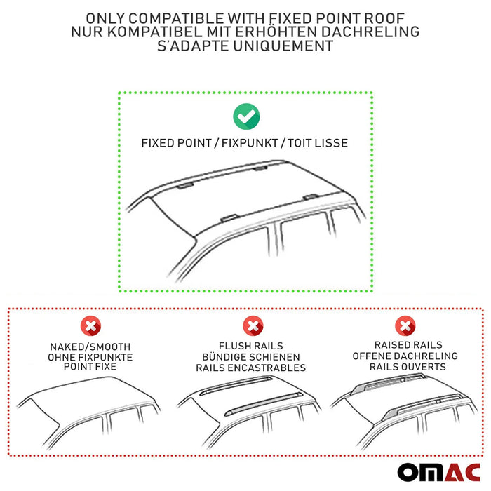 Fix Points Roof Racks for Mercedes C Class W204 Moonroof 2010-2014 Alu Gray