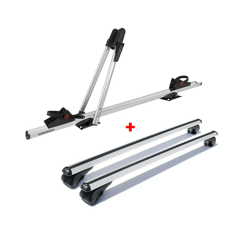 Bike Carrier Roof Rail Rack Cross Bars Luggage 42" Silver Aluminum Set