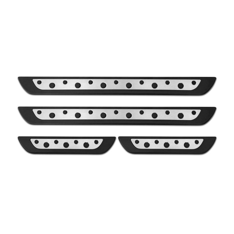 GMC Door Sill Scuff Plate Scratch Protector Steel Silver 4 Pcs