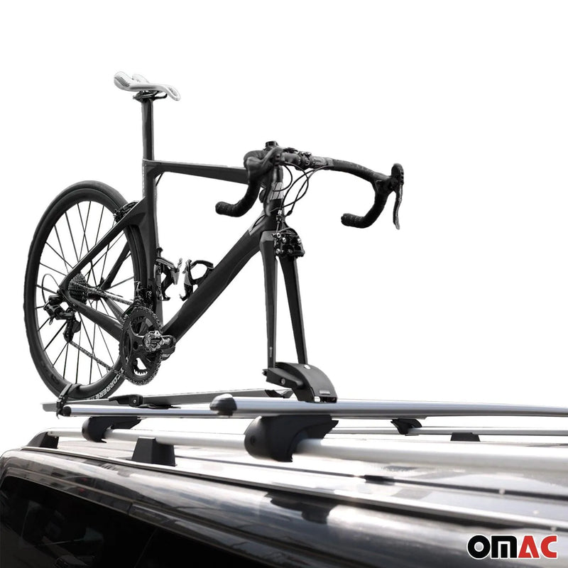 Cross Bar Pro Bike Carrier Set Roof Rail Mount Rack Luggage Aluminum 59" Silver