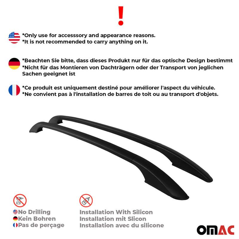 2010-2013 Kia Soul Roof Rack Rails Side Rails Black