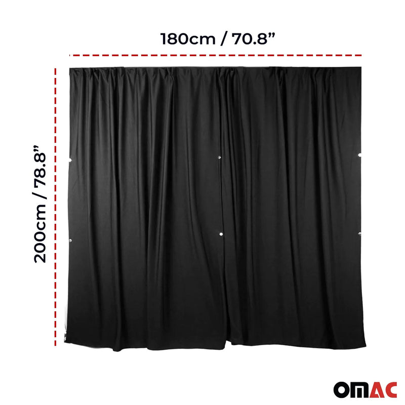 Mercedes Sprinter Trunk Tailgate Curtain Black 2 Privacy Curtains