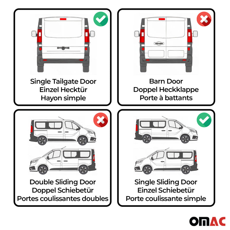 Side Curtain Behind The Driver 1x Sliding Door 1x Tailgate for VW Vanagon 80-91