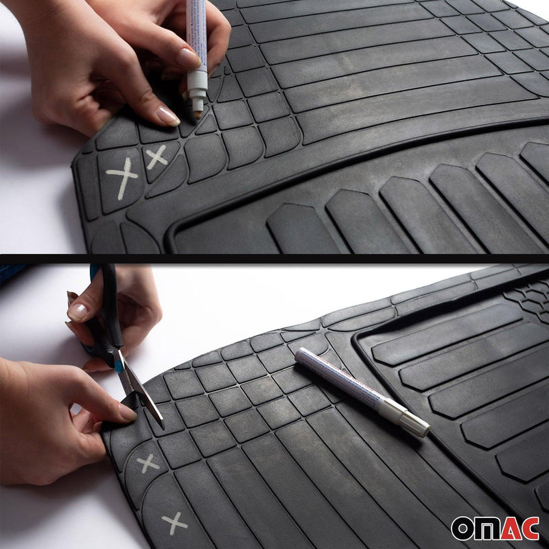 Waterproof Rubber 3D Molded Fit Floor Mats & SET Cargo Liner Protection Black - OMAC USA