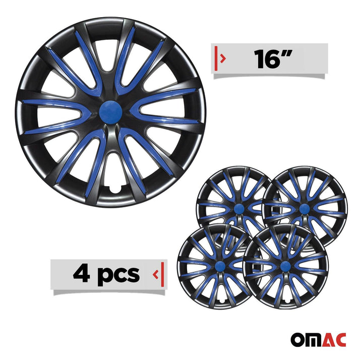 16" Wheel Covers Hubcaps for Mazda Black Dark Blue Gloss - OMAC USA
