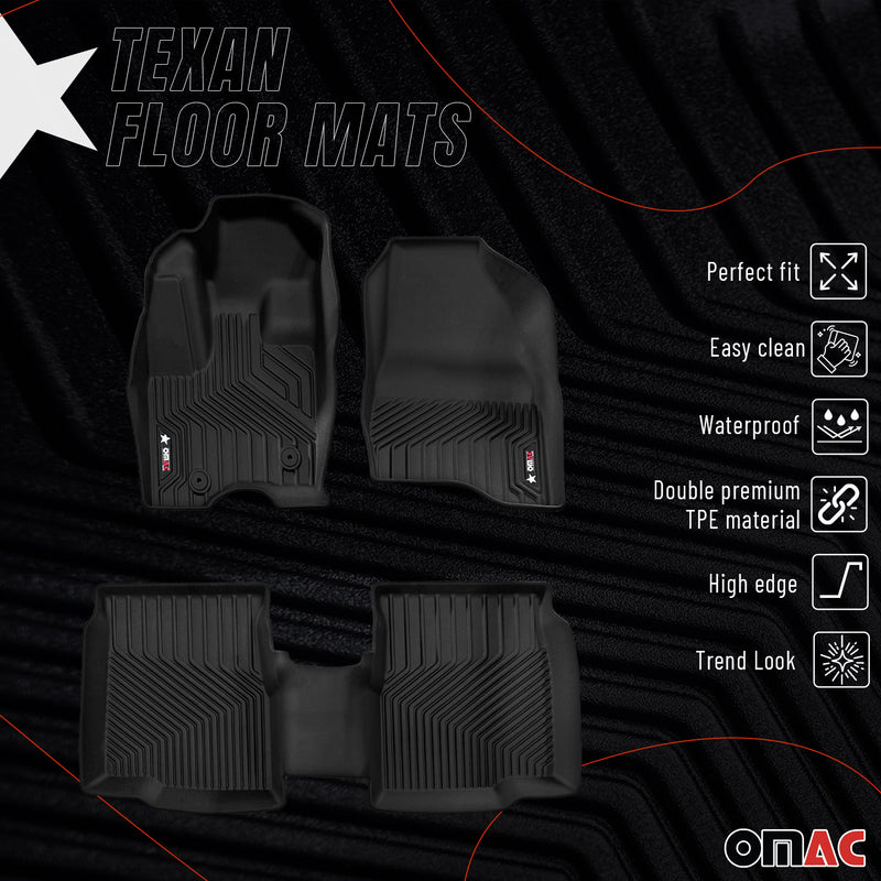 2011-2015 Ford Explorer Premium Floor Mats Liners First and Second Row Set Black