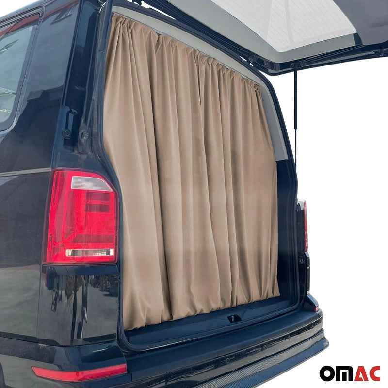 Mercedes Sprinter Trunk Tailgate Curtain Beige 2 Privacy Curtains