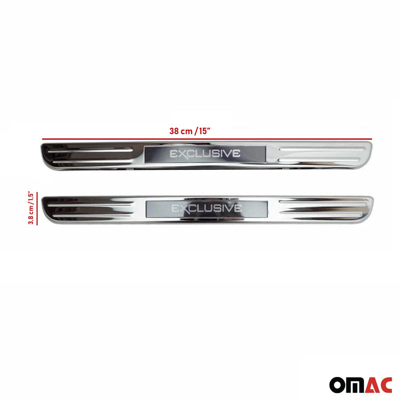 Hyundai Genesis Coupe Door Sill Scuff Plate Scratch Protector Exclusive Steel Silver 2 Pcs