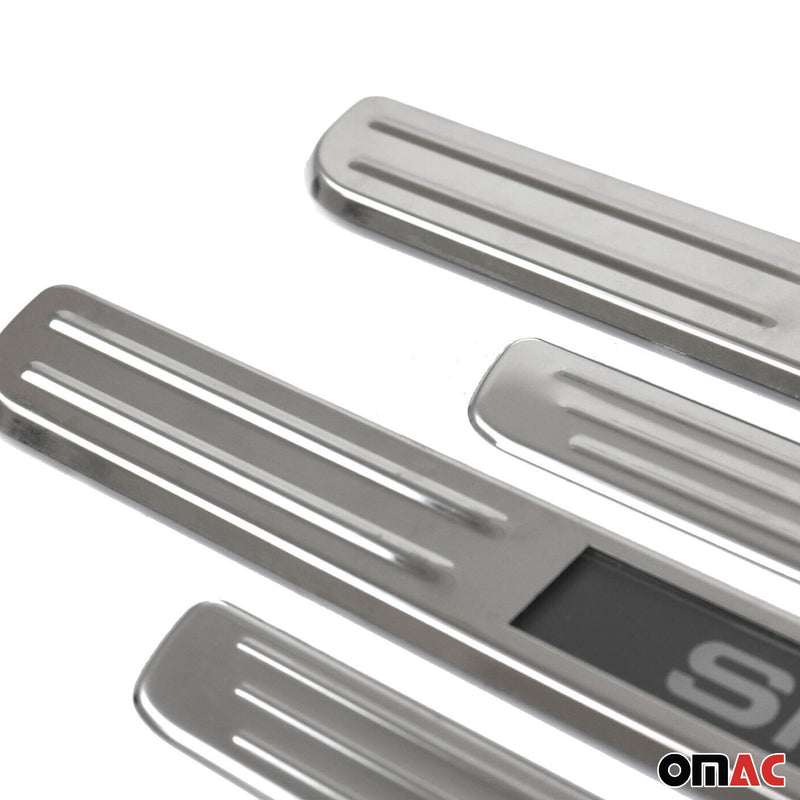 GMC Savana Door Sill Scuff Plate Illuminated Sport Steel Silver 4 Pcs