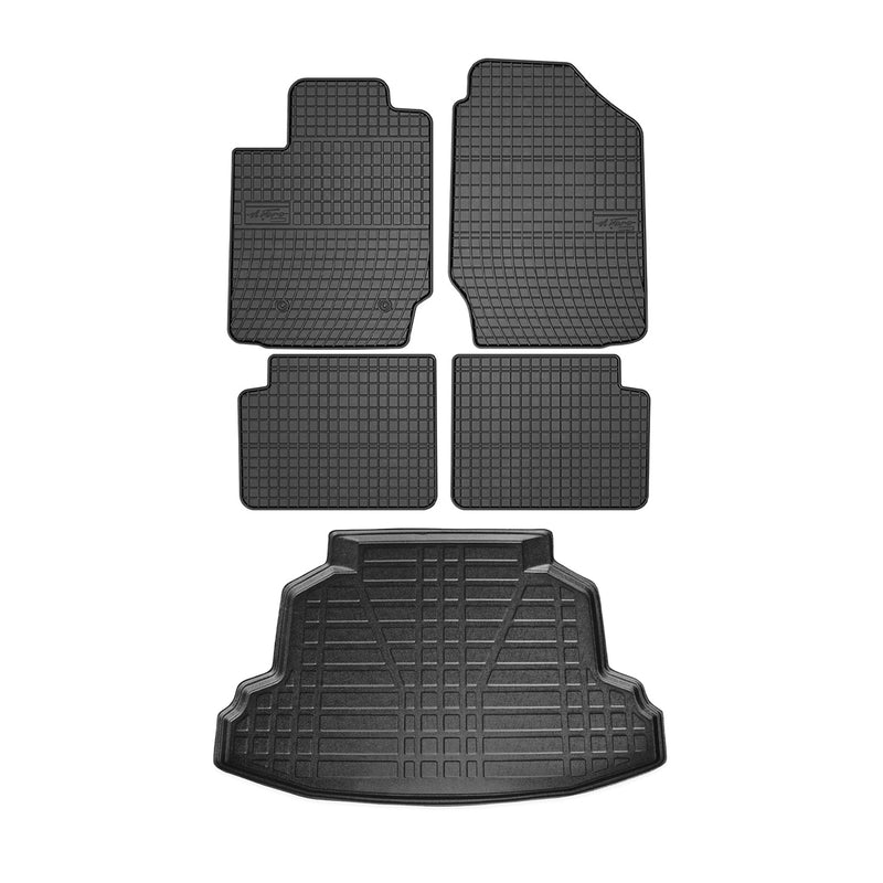 Floor Mats Cargo Liner Set for Toyota Corolla 2003-2008 Black 5 Pcs