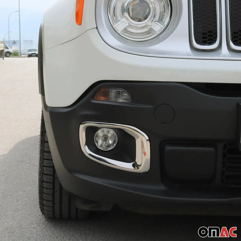 Fog Light Lamp Bezel Cover for Jeep Renegade 2015-2018 Steel Silver 2 Pcs - OMAC USA